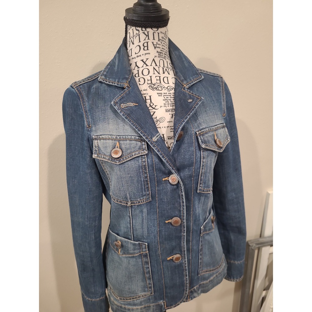 Banana Republic Denim Jean Jacket Blazer Women's SZ XS front pockets casual work - Picture 2 of 10